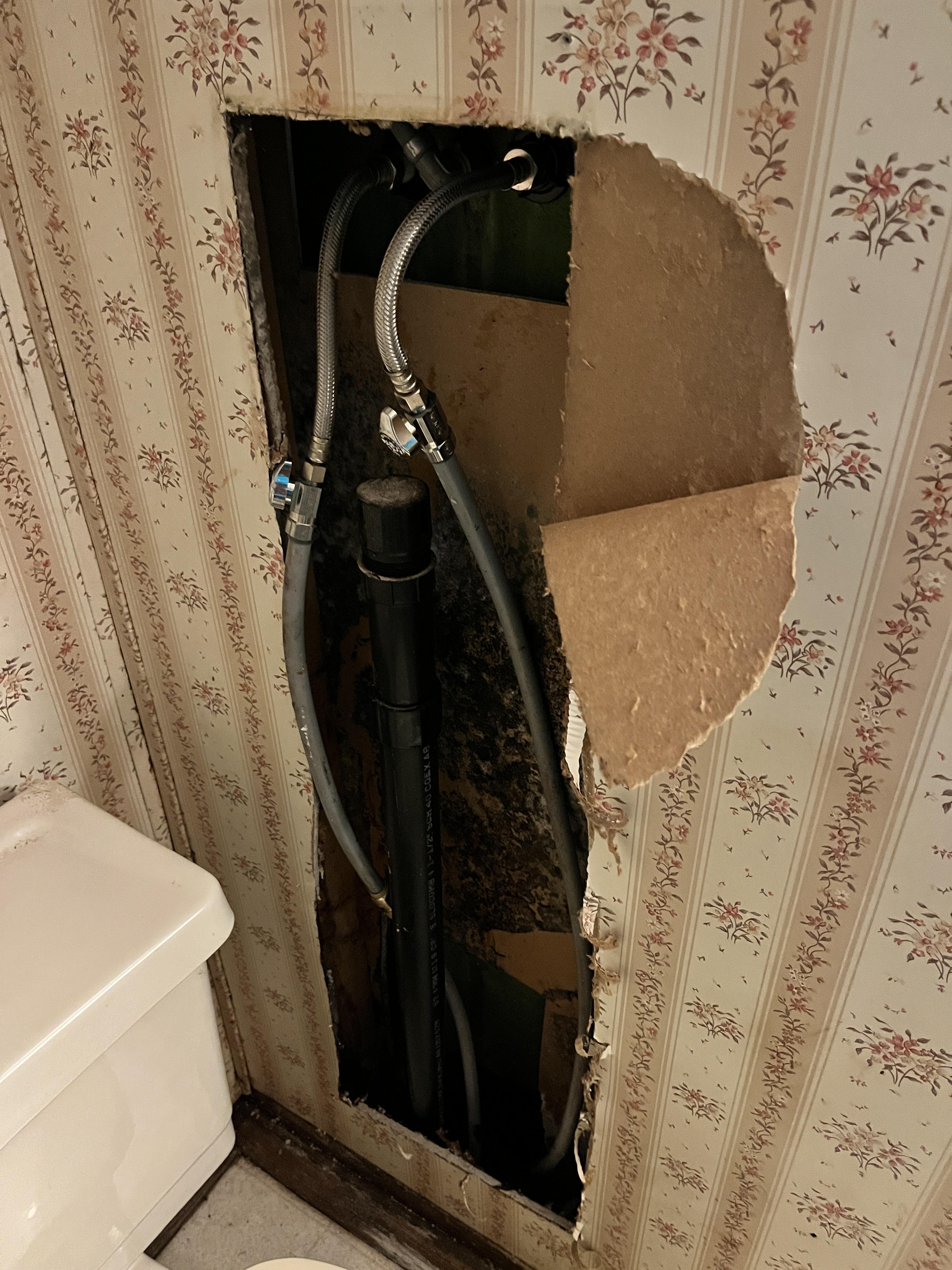 Broken water line in bathroom