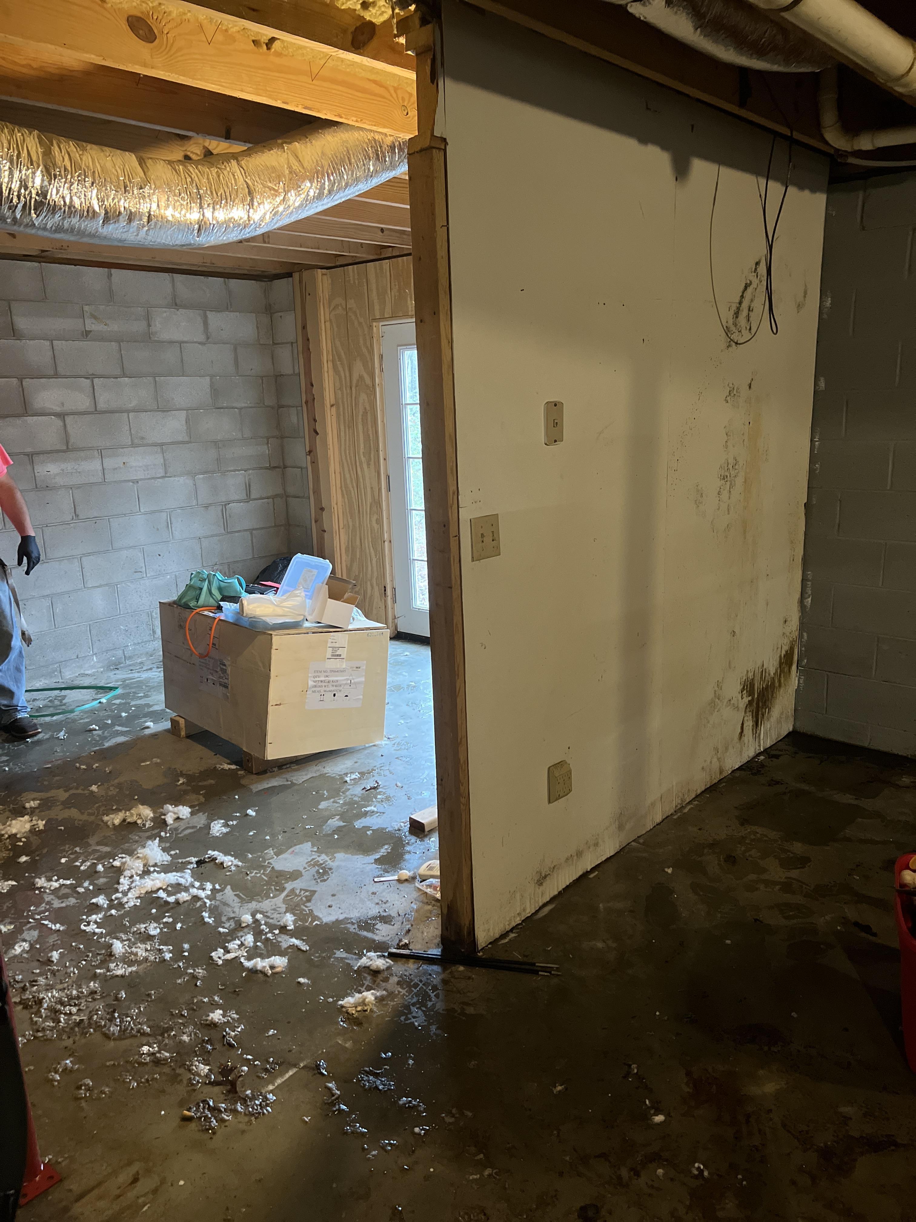 Water and debris in basement