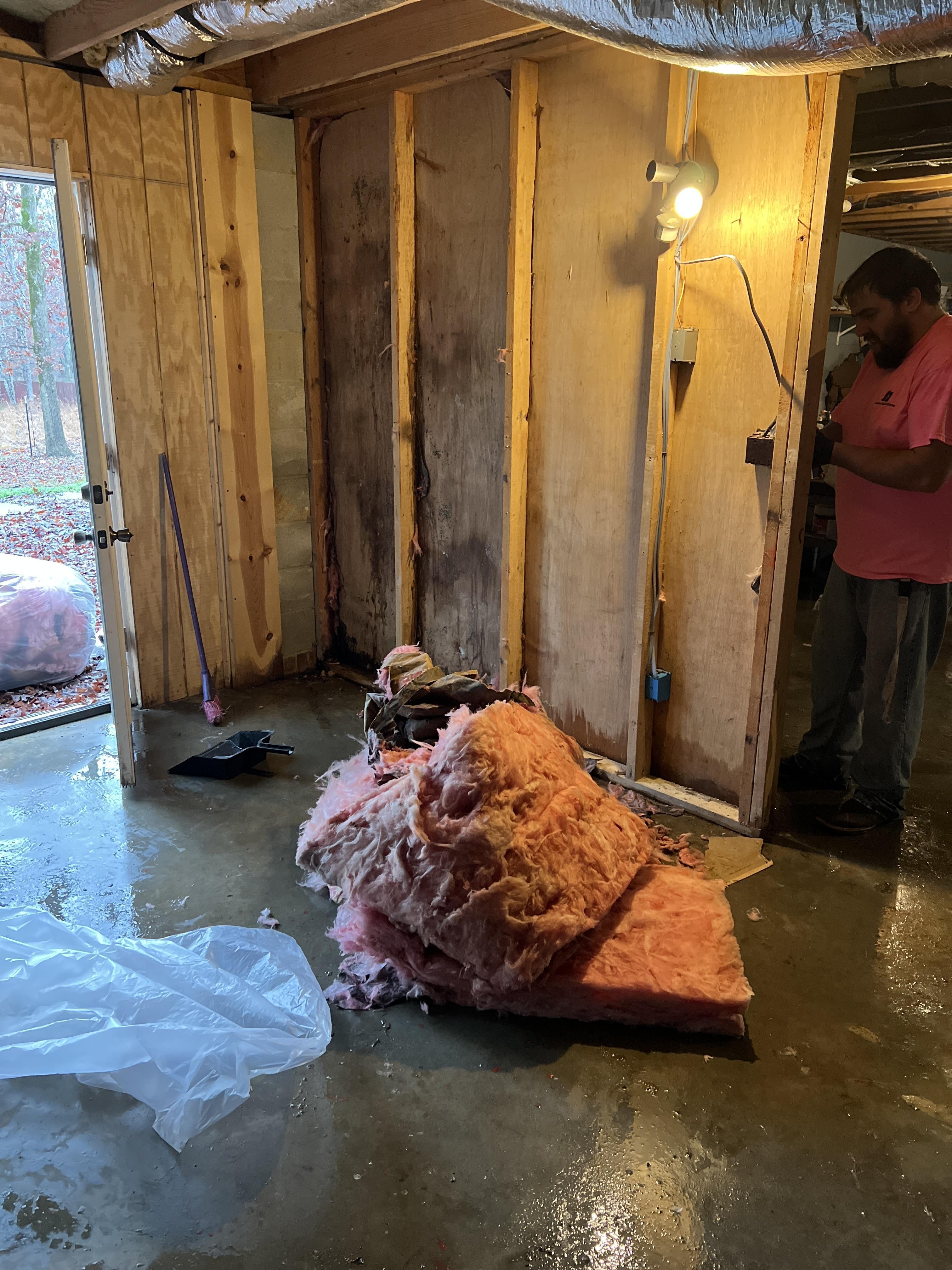 Wet insulation from water damage