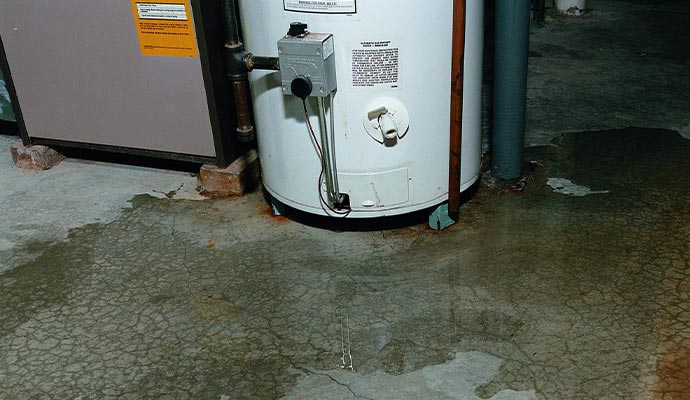 water heater leak cleanup